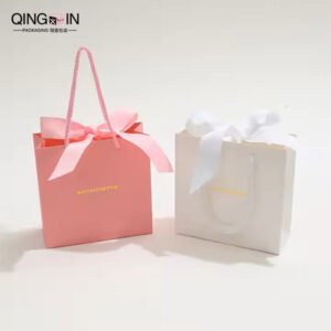 paper bag with ribbon